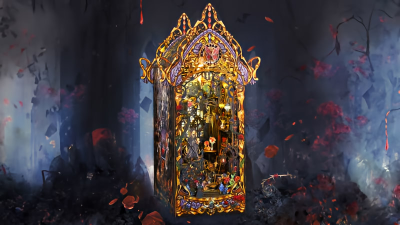 Dark Rose Castle Book Nook Miniature Dollhouse_Description_2
