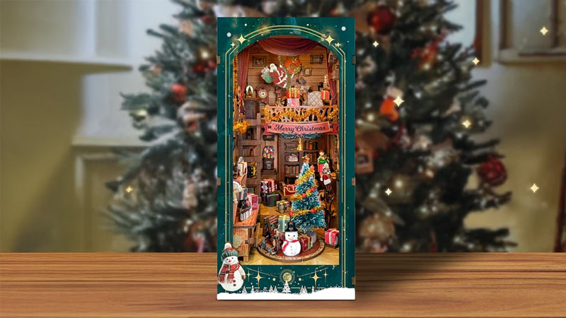 Jingle Cabin Book Nook Miniature Dollhouse_Description_1
