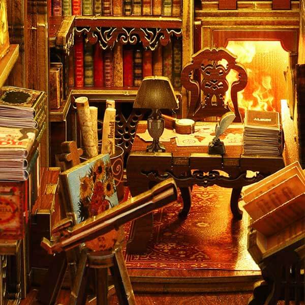 Sams Library Book Nook Miniature Dollhouse_Description_2