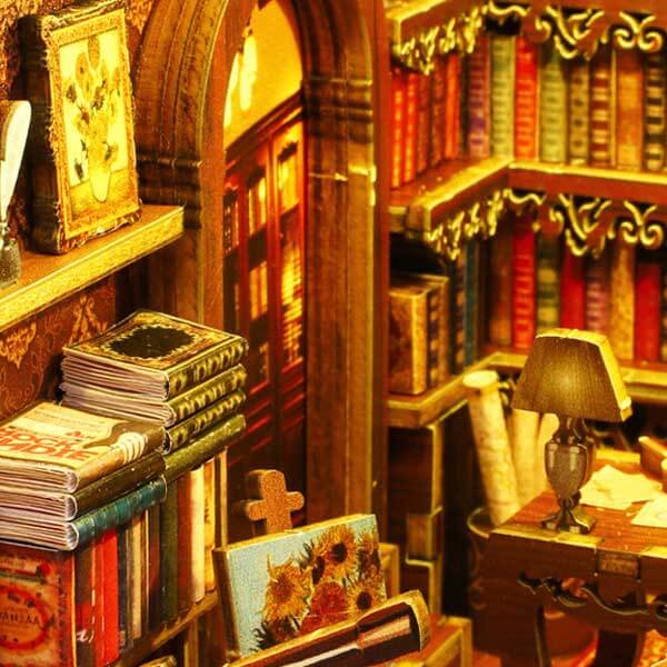 Sams Library Book Nook Miniature Dollhouse_Description_3