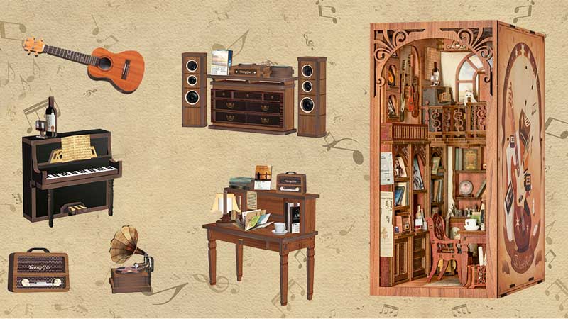 Secret Rhythm Book Nook Miniature Dollhouse_Description_2
