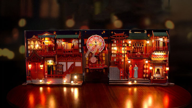 Tang Dynasty Street View Book Nook Miniature Dollhouse_Description_1