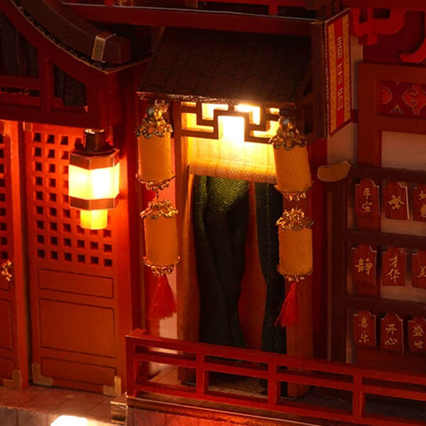 Tang Dynasty Street View Book Nook Miniature Dollhouse_Description_5