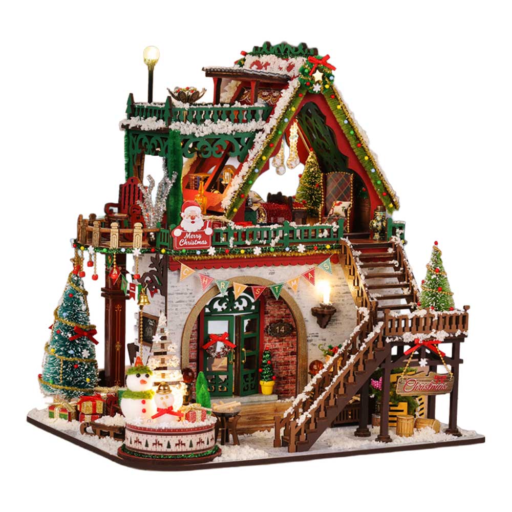 Snowy Christmas Lodge DIY Miniature Dollhouse_1